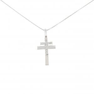 K18WG クロス ダイヤモンド ネックレス 0.20CT