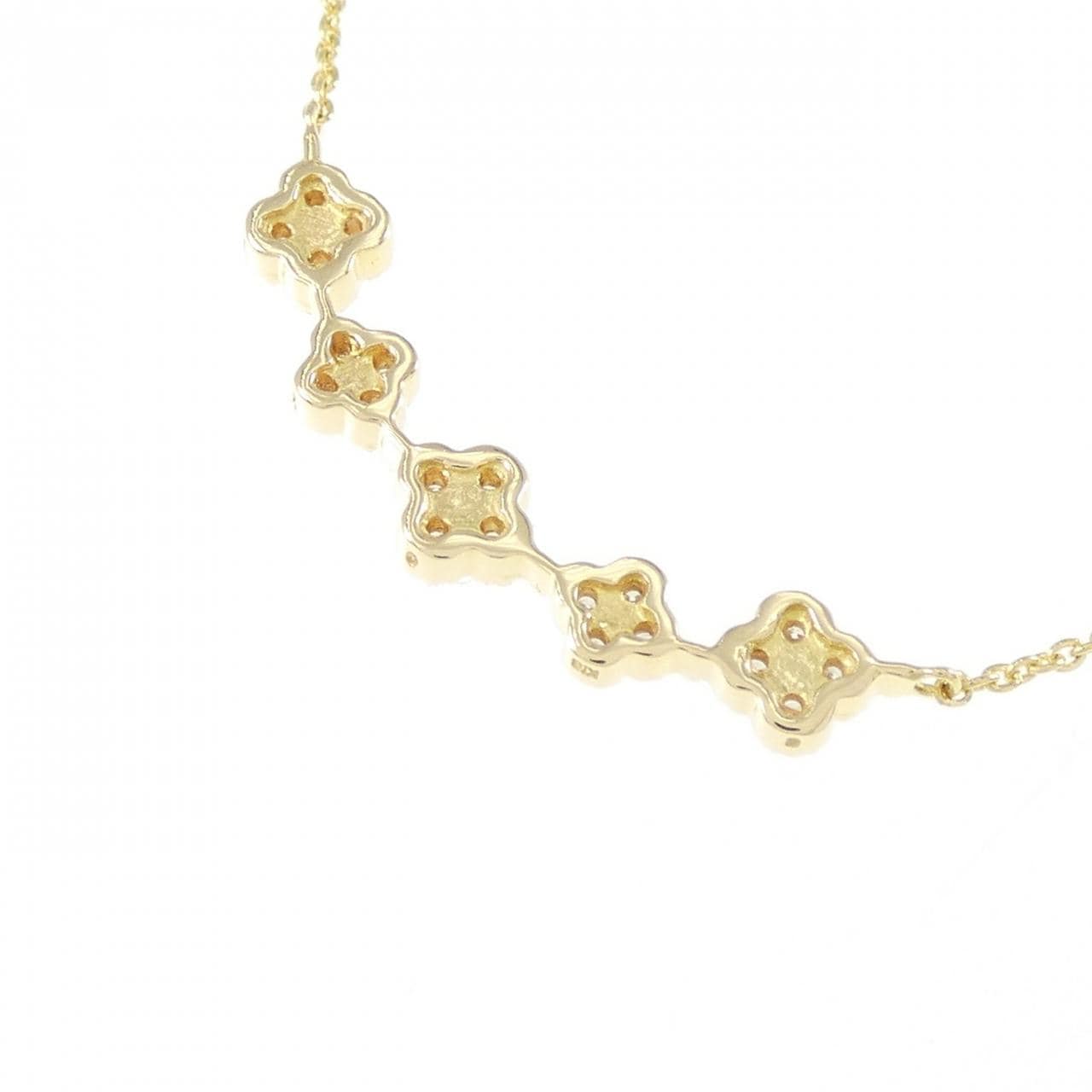 K18YG フラワー ダイヤモンド ネックレス 0.12CT
