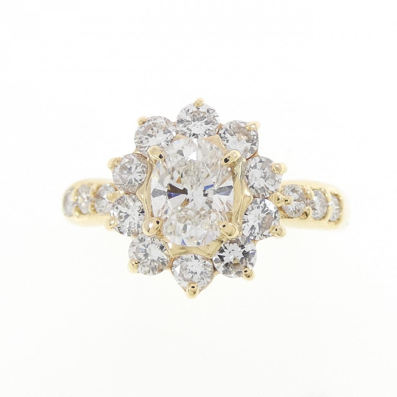 K18YG ダイヤモンド リング 0.505CT F SI2 オーバルカット