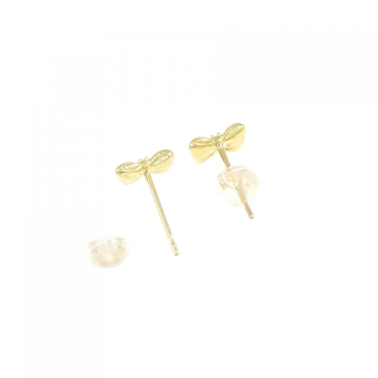 K18YG ribbon Diamond earrings