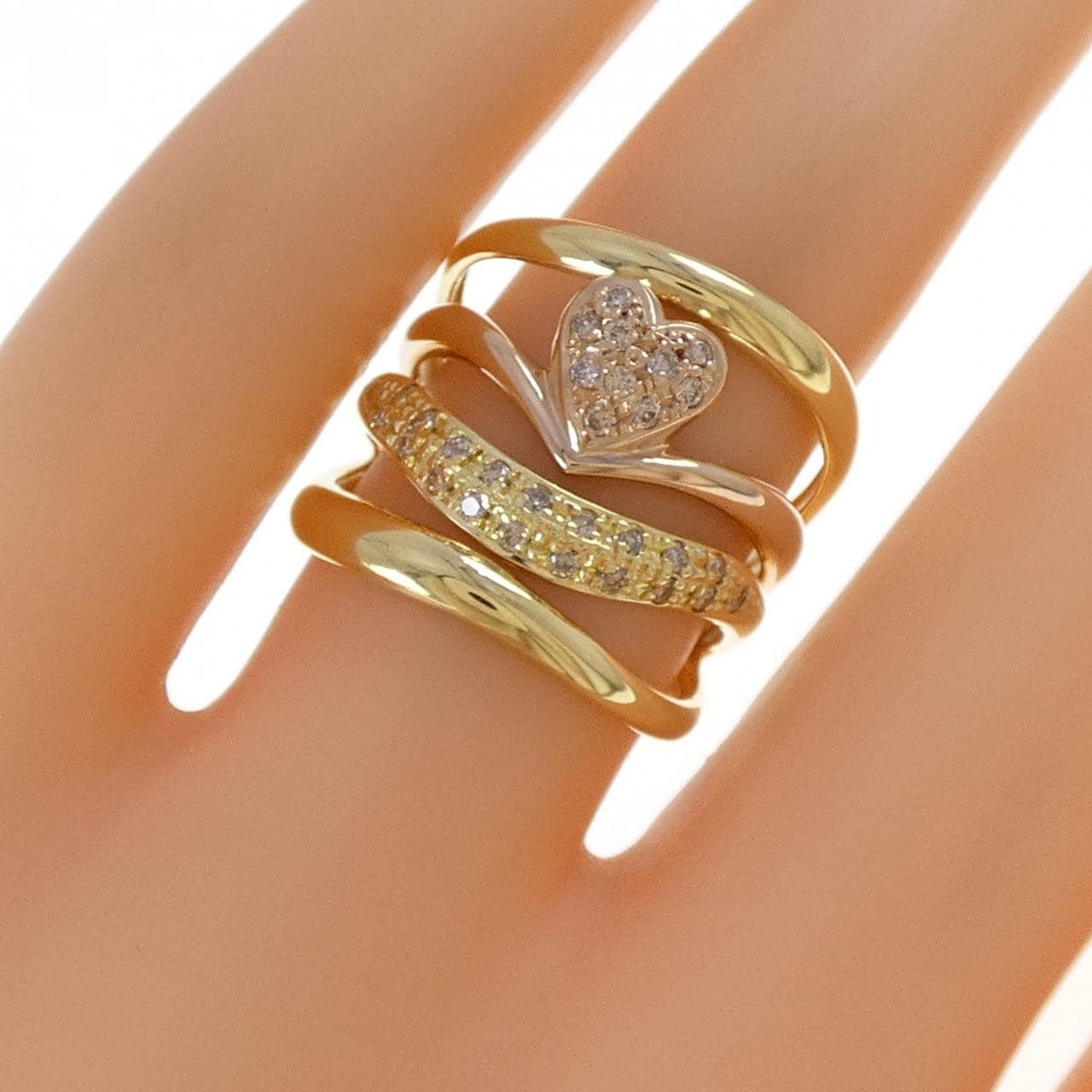 K18YG/K18PG ハート ダイヤモンド リング 0.25CT