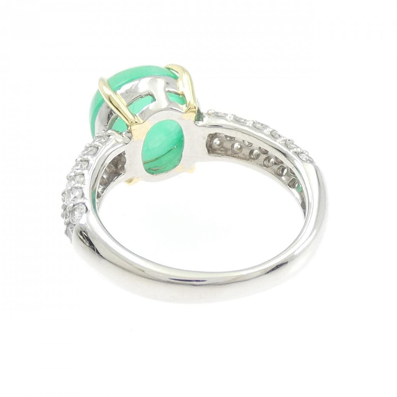 PT900/K18YG エメラルドキャッツアイ リング 3.97CT
