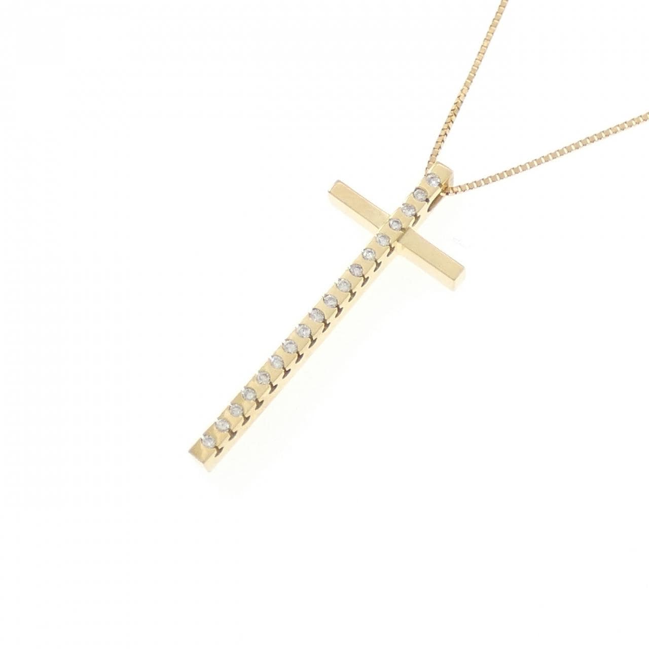 K18YG クロス ダイヤモンド ネックレス 0.09CT