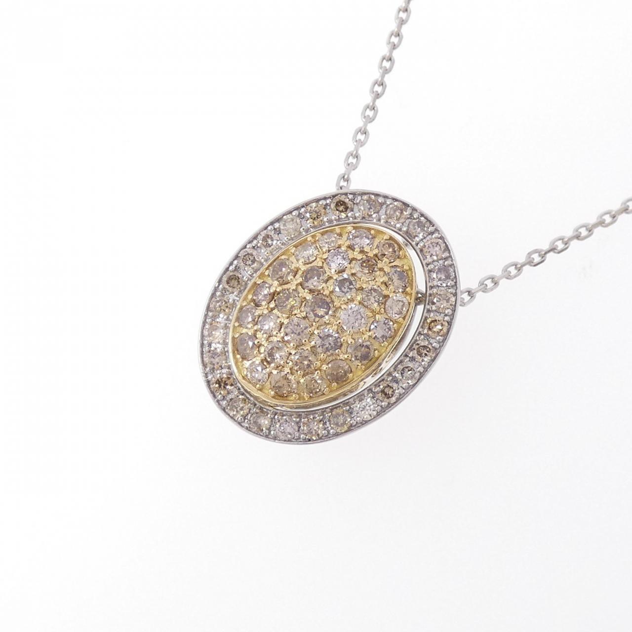 K18YG/PT 2WAY钻石项链 0.50CT