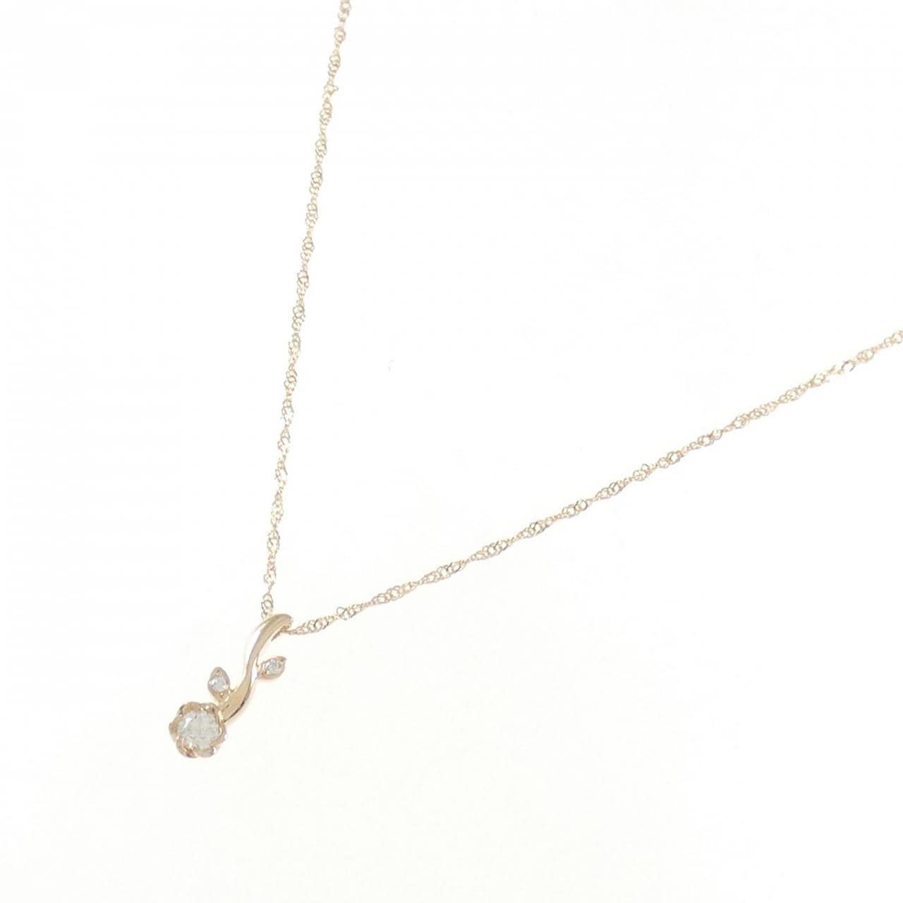 K18PG フラワー ダイヤモンド ネックレス 0.08CT