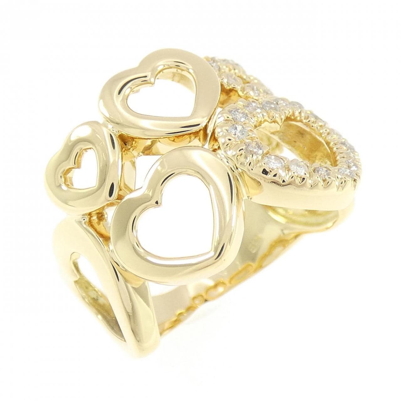 K18YG ハート ダイヤモンド リング 0.13CT