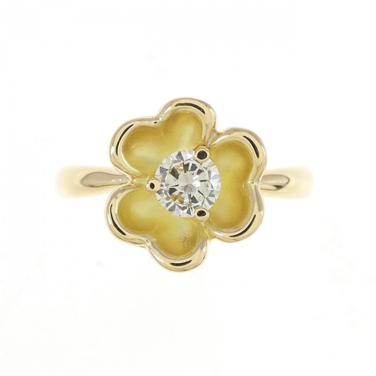K18YG flower Diamond ring 0.34CT