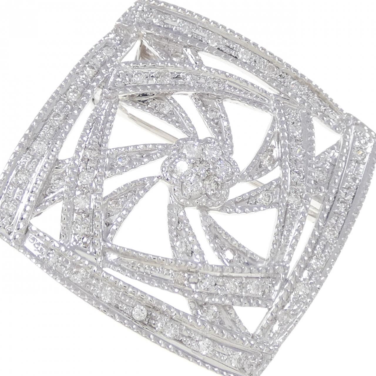 K18WG ダイヤモンド ブローチ 0.70CT