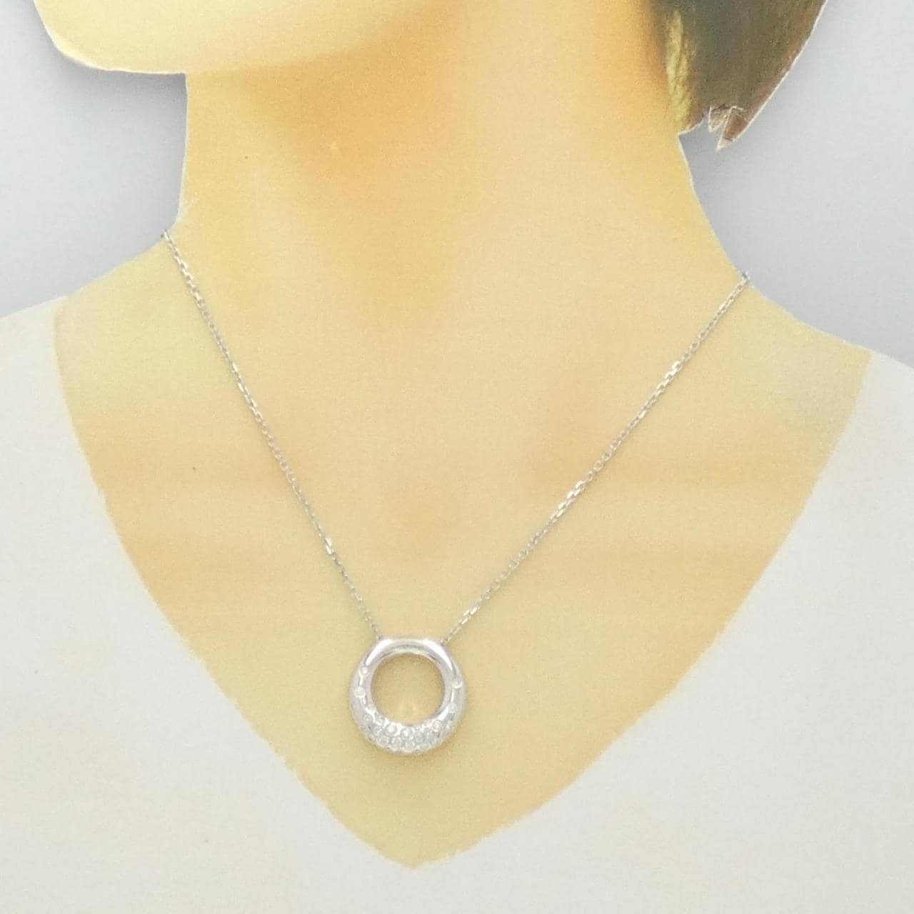 K18WG/PT Diamond necklace 0.70CT
