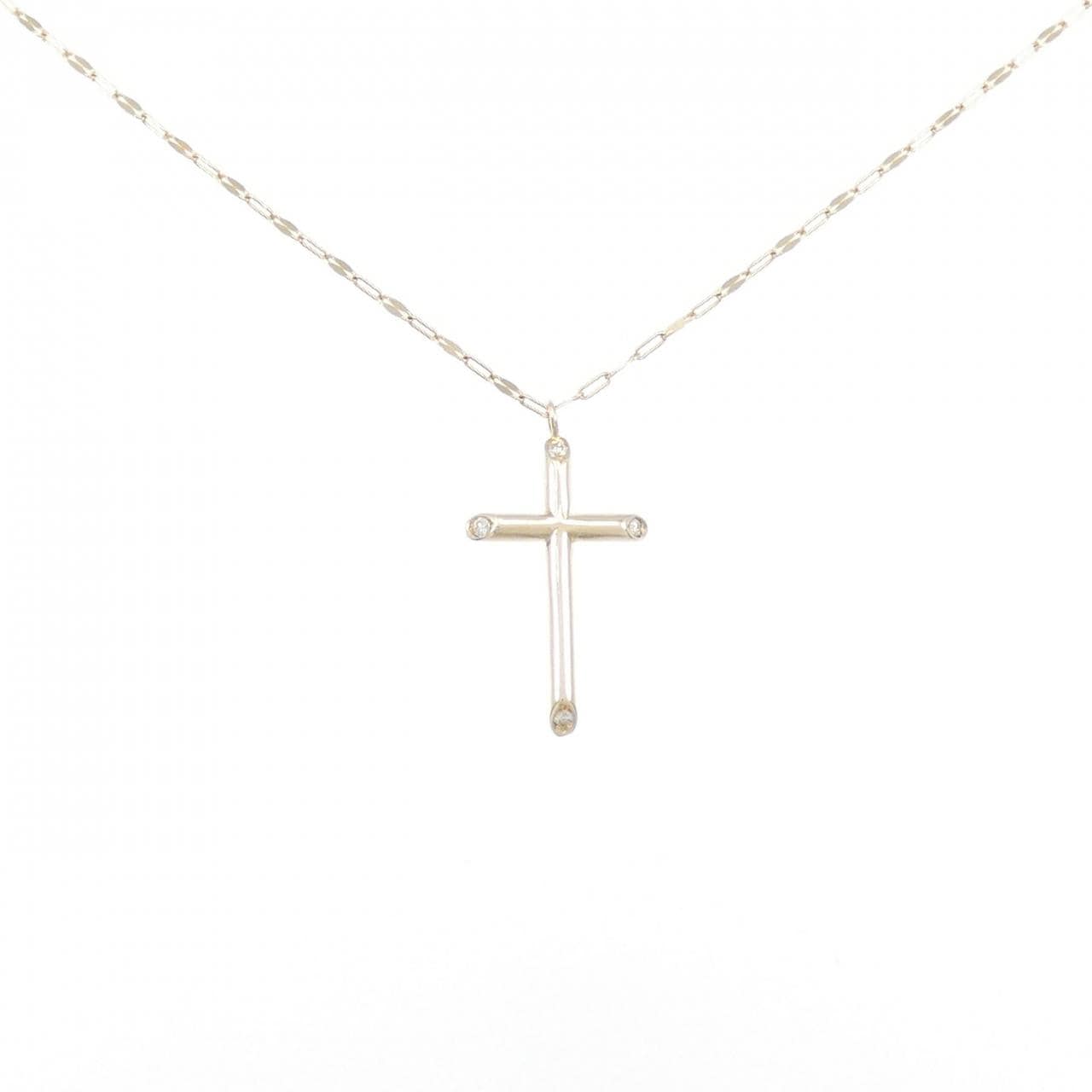 K10YG Cross Diamond Necklace 0.03CT