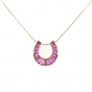 K18PG ホースシュー ルビー ネックレス 1.26CT