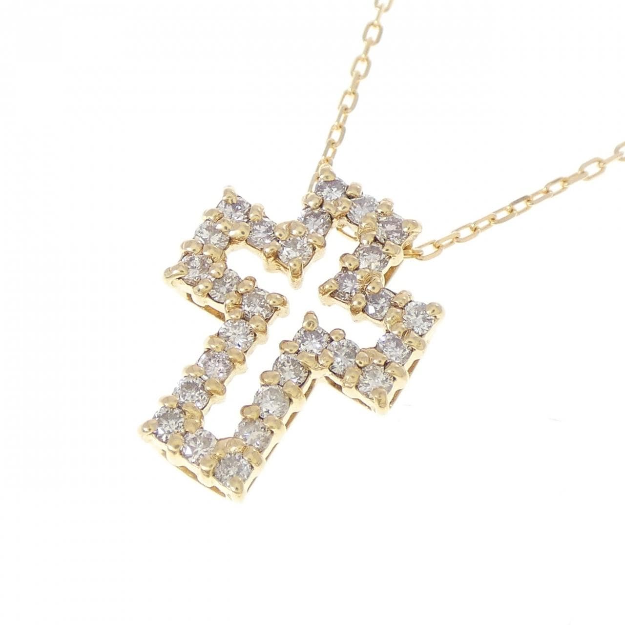 K18YG クロス ダイヤモンド ネックレス 0.35CT