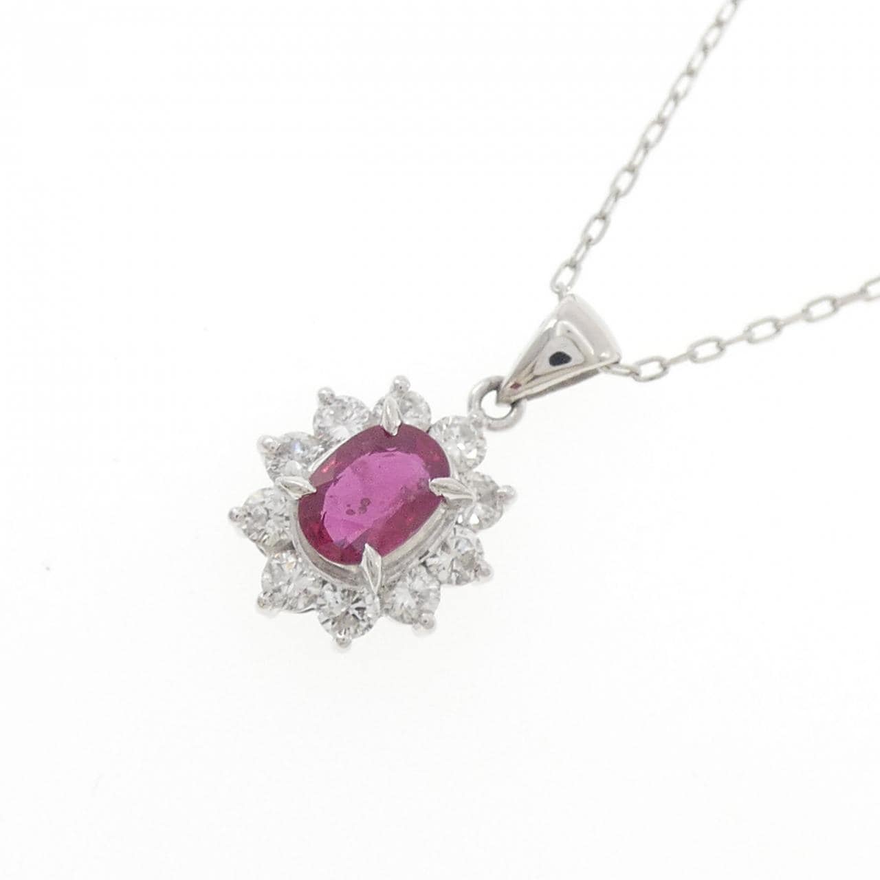 PT900/PT850 ルビー ネックレス 0.72CT