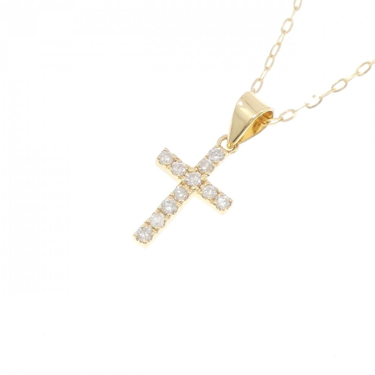 K18YG クロス ダイヤモンド ネックレス 0.11CT