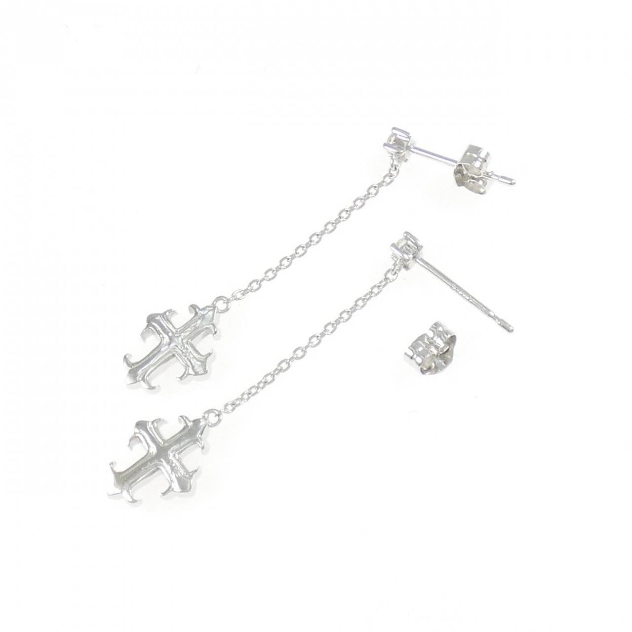 K14WG クロス ダイヤモンド ピアス 0.30CT