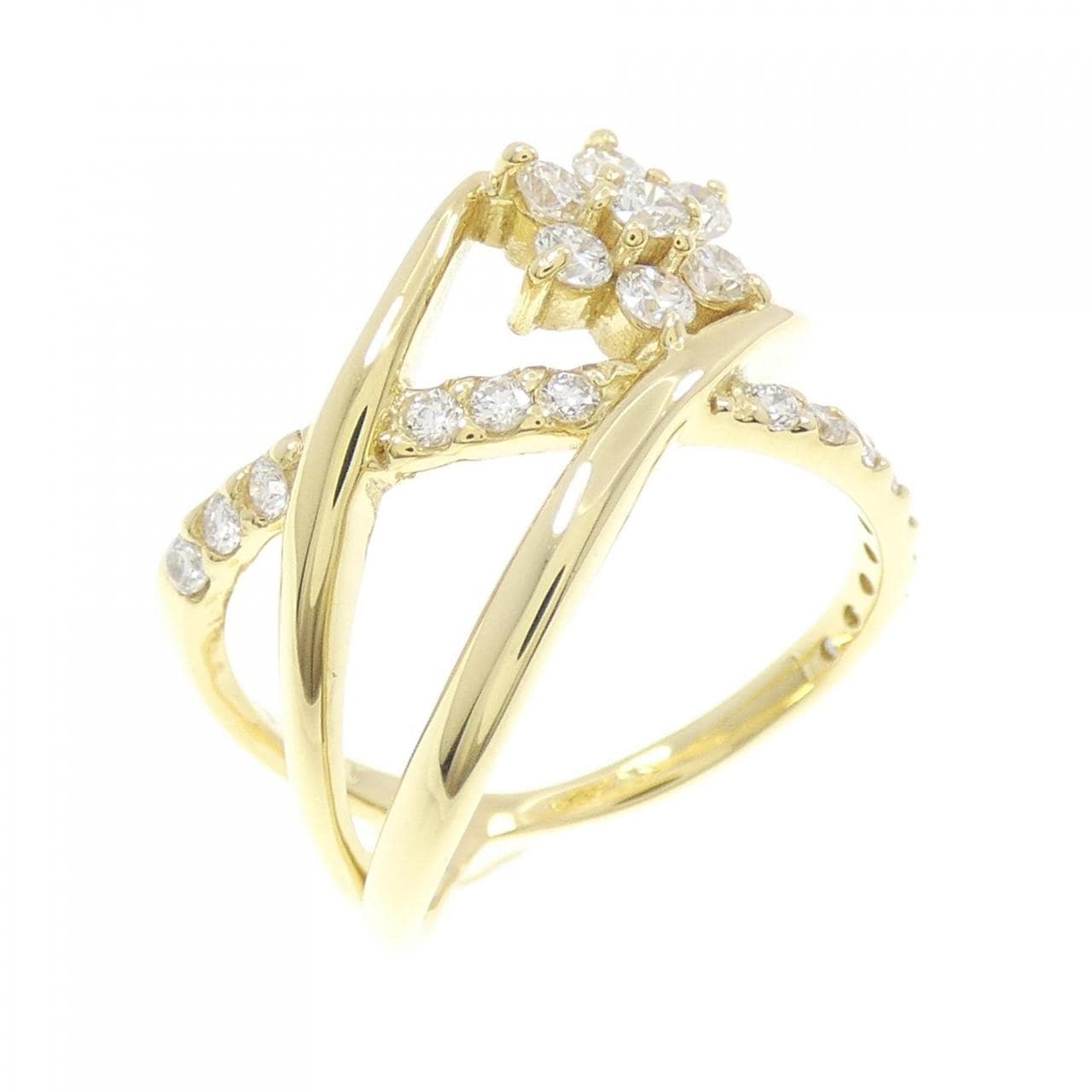 K18YG flower Diamond ring 0.41CT