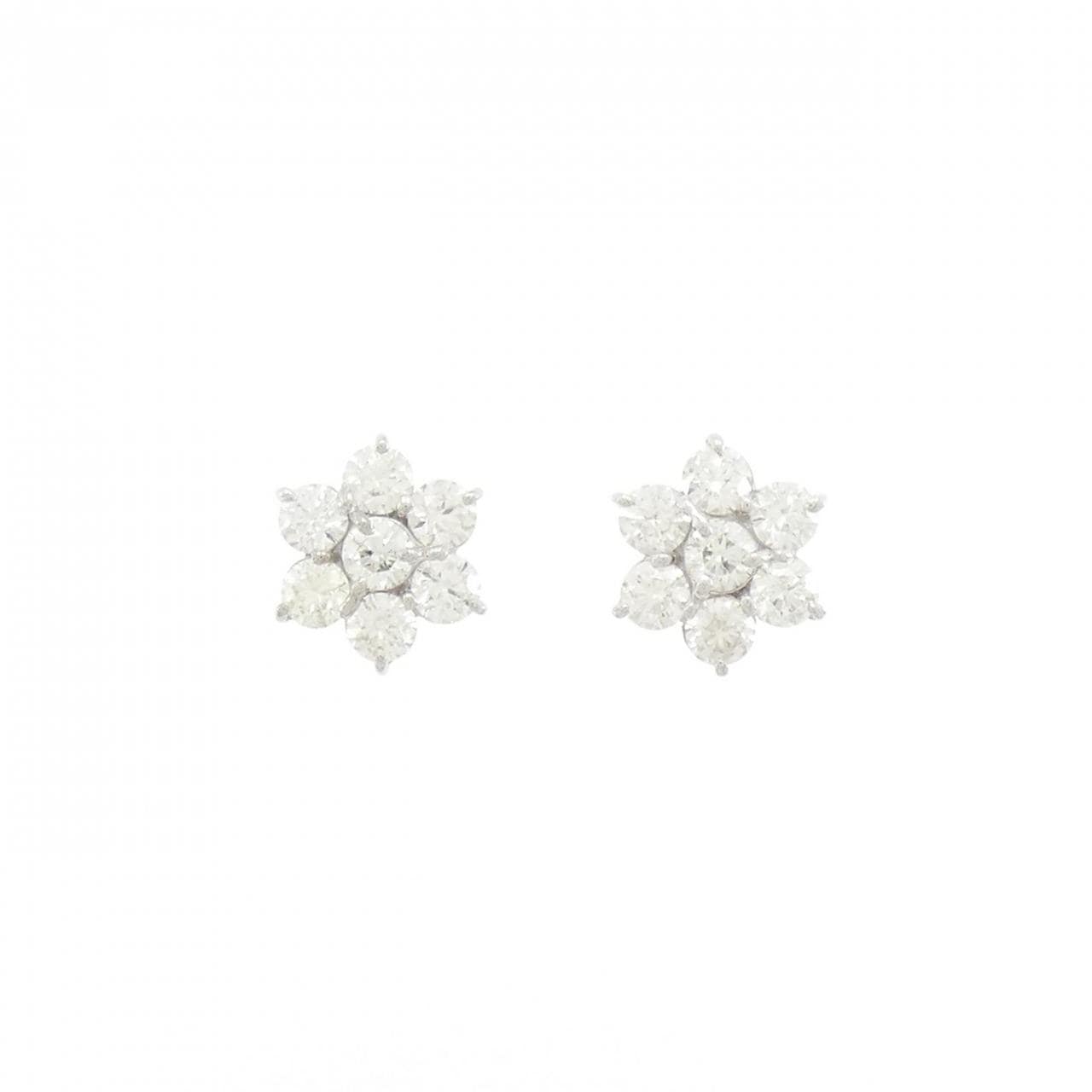 K18WG Flower Diamond Earrings 1.19CT