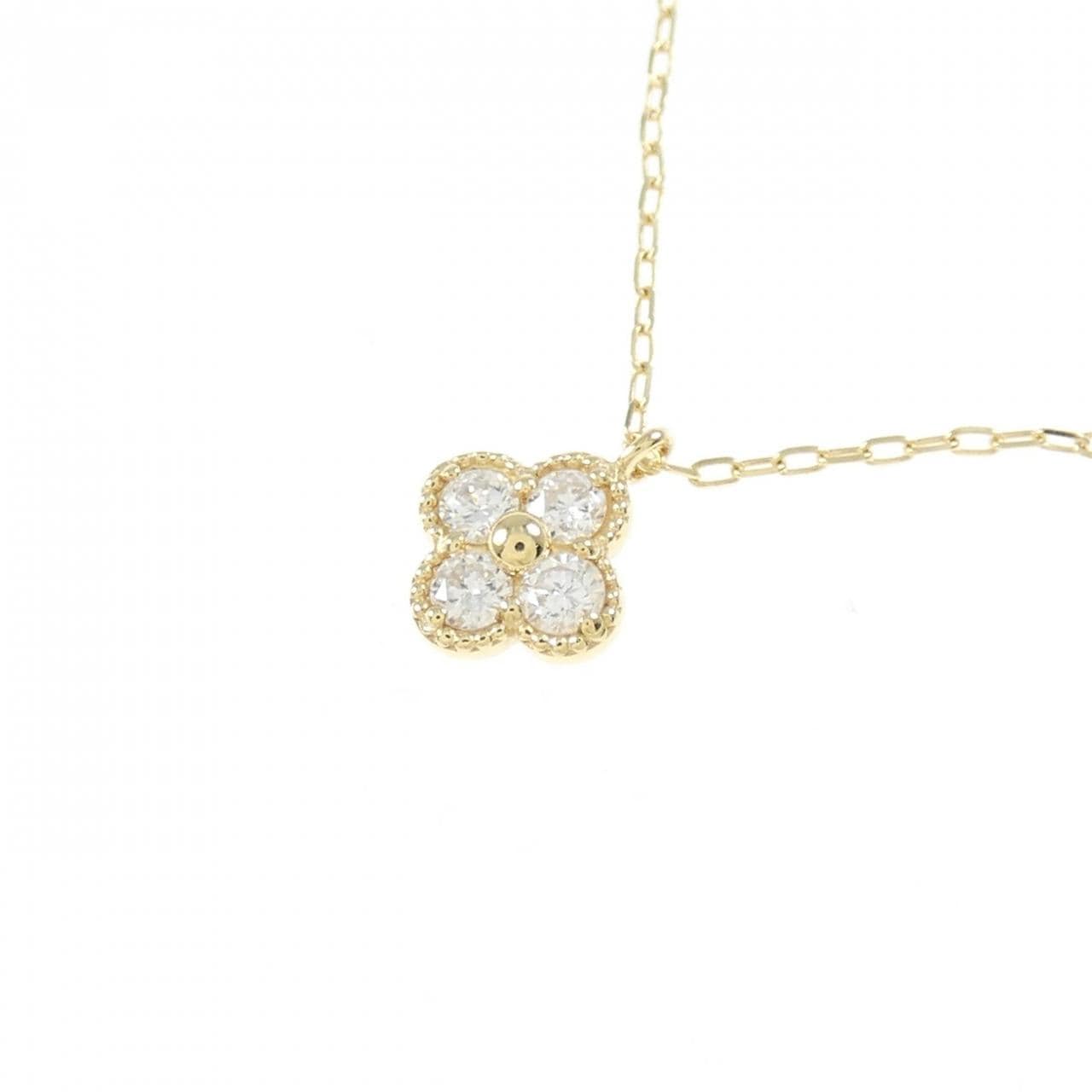 K18YG フラワー ダイヤモンド ネックレス 0.10CT