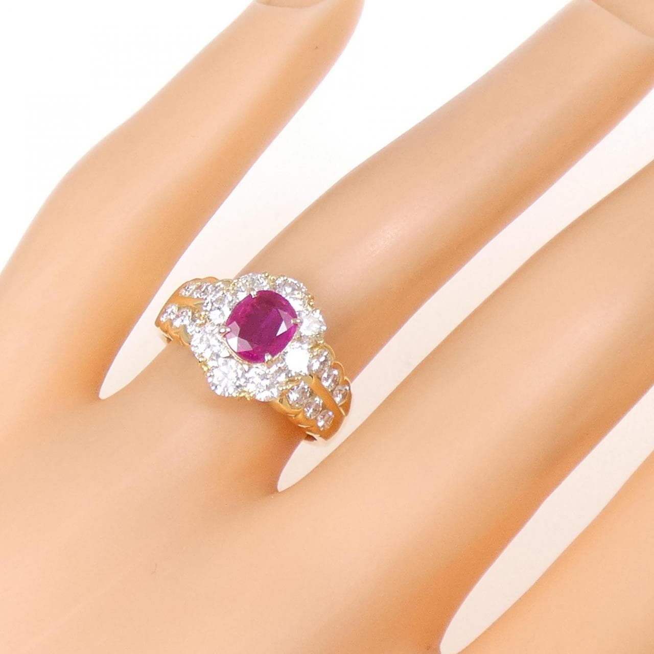 K18YG ルビー リング 0.76CT