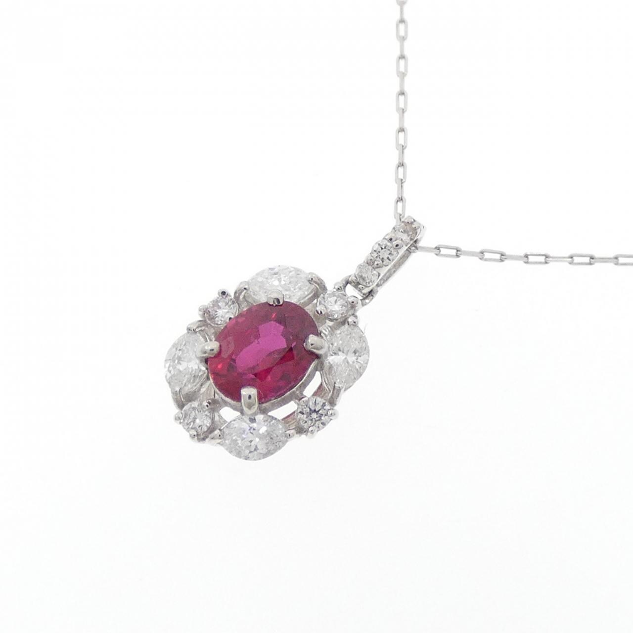 【新品】PT900/PT850 ルビー ネックレス 0.33CT
