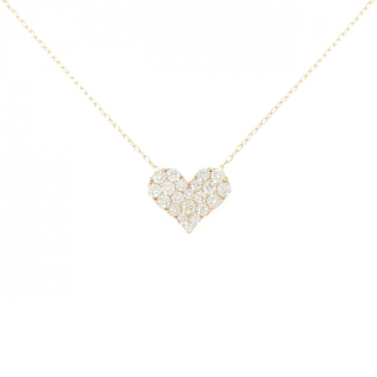 K18PG ハート パヴェ ダイヤモンド ネックレス 1.00CT