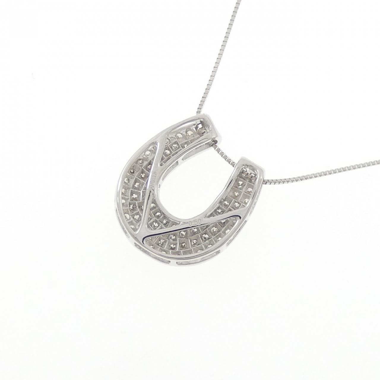 K18WG ホースシュー ダイヤモンド ネックレス 0.50CT