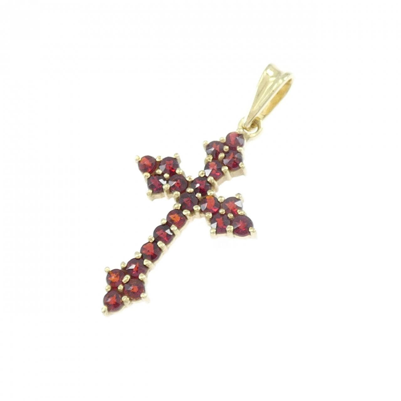 585YG クロス ガーネット ペンダント