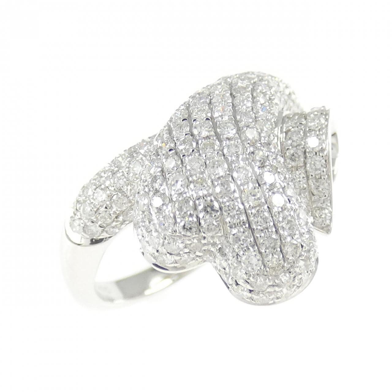 K18WG パヴェ ハート ダイヤモンド リング 1.00CT