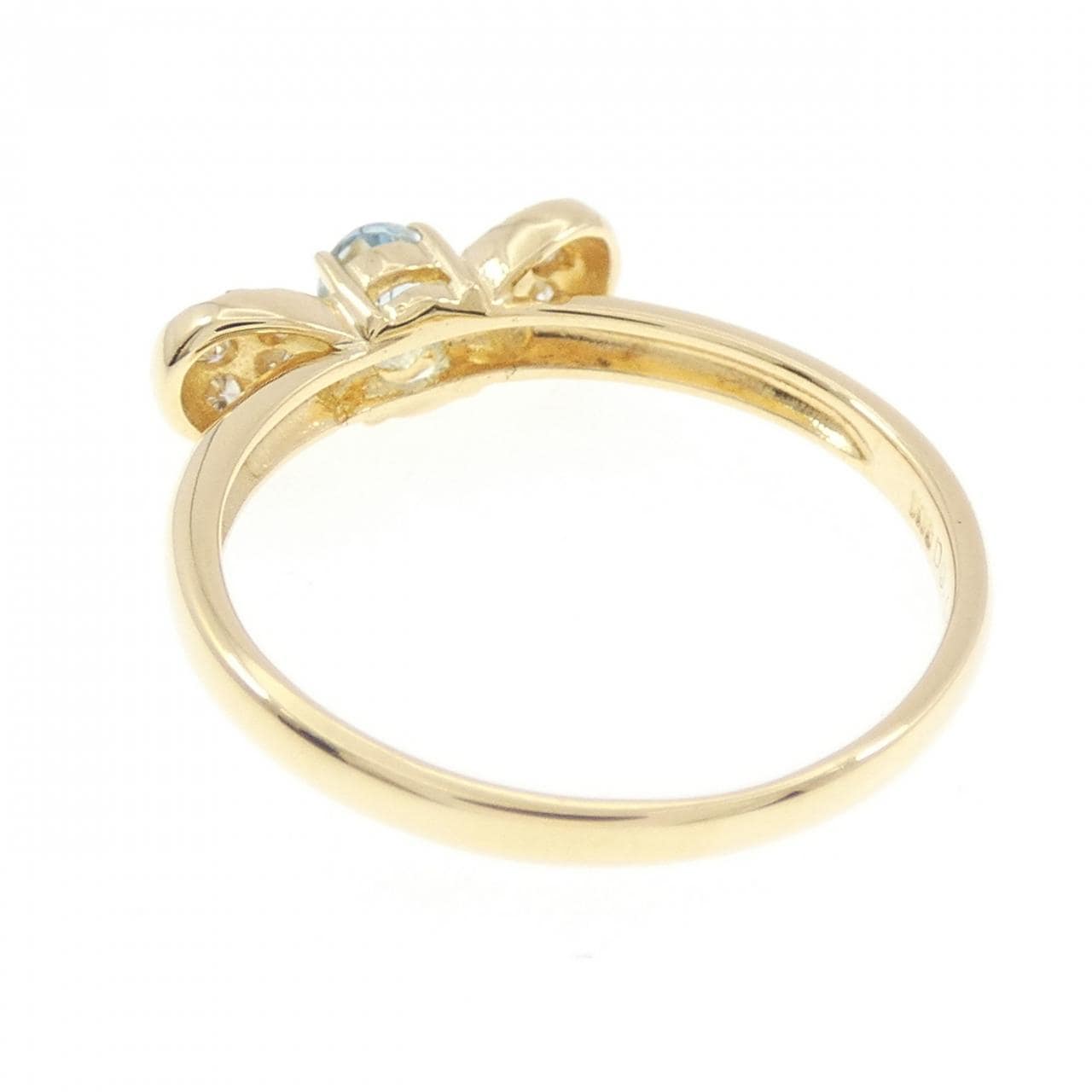 K18YG リボン アクアマリン リング 0.13CT
