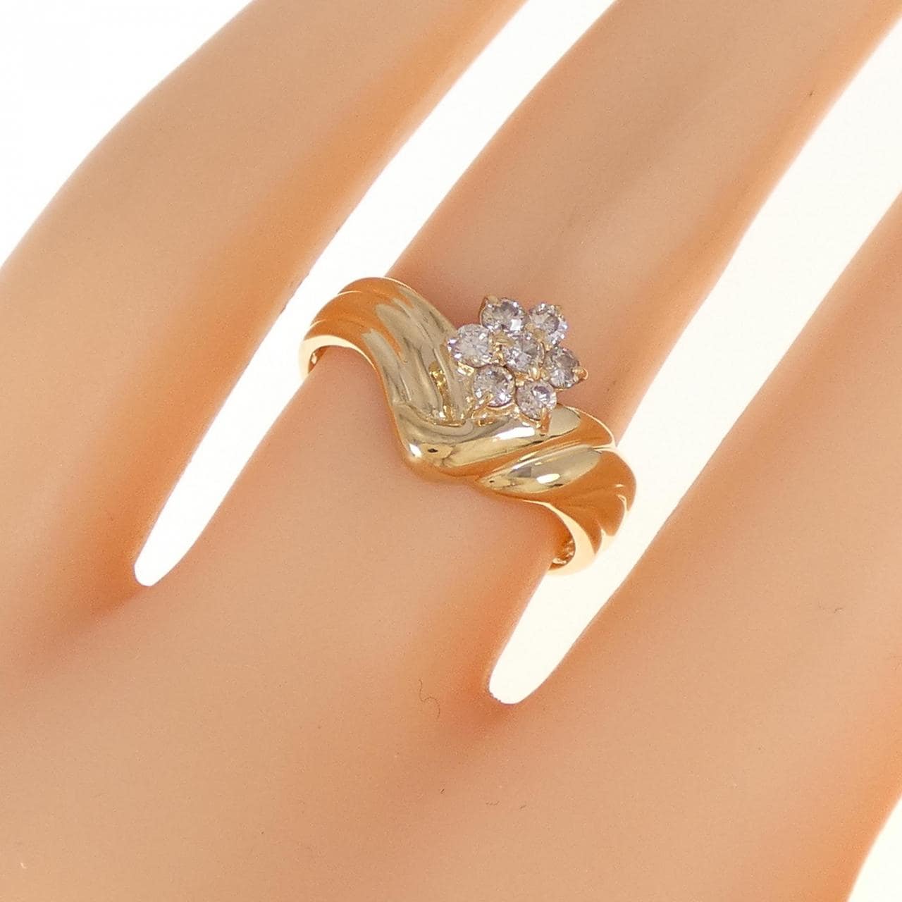 K18YG花朵鑽石戒指0.23CT