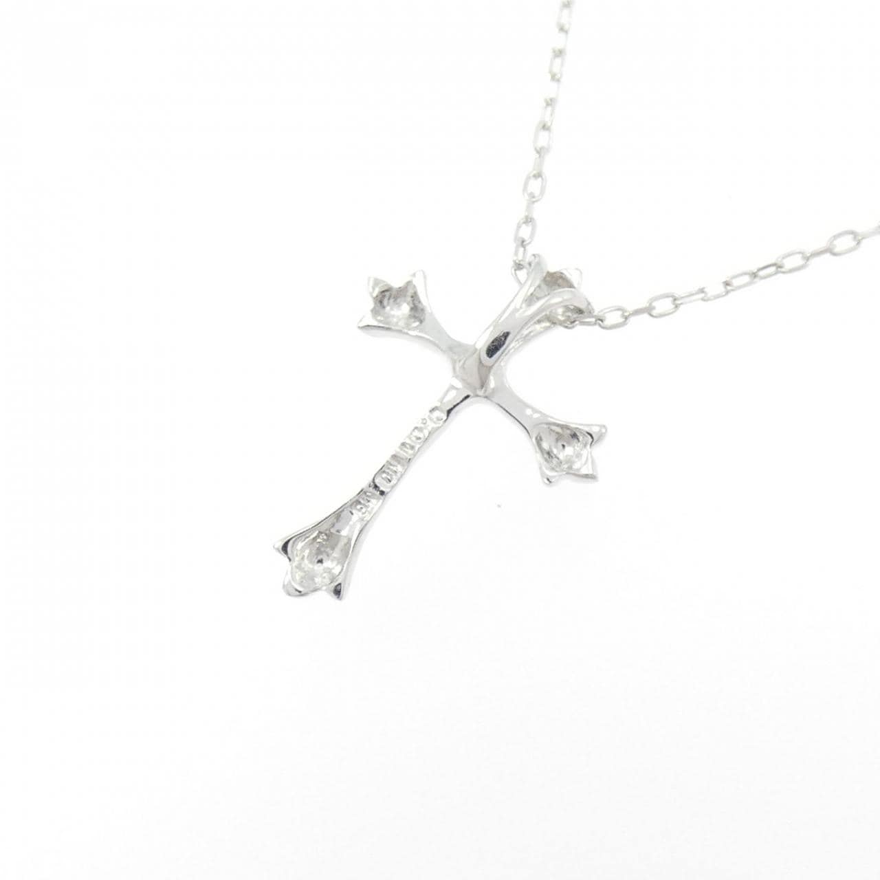 K10WG クロス ダイヤモンド ネックレス 0.01CT