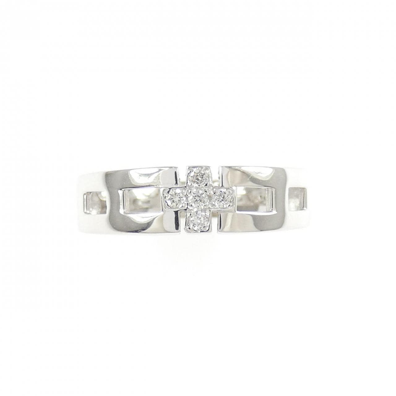 K18WG クロス ダイヤモンド リング 0.05CT