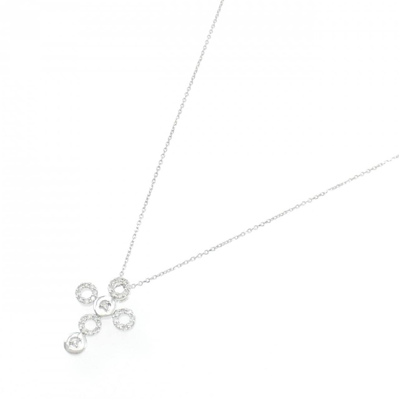 10KWG/K10WG クロス ダイヤモンド ネックレス 0.16CT