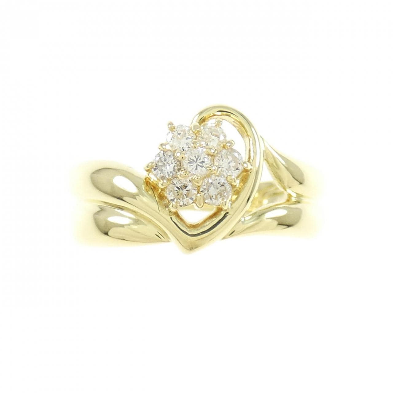 K18YG フラワー ダイヤモンド リング 0.18CT