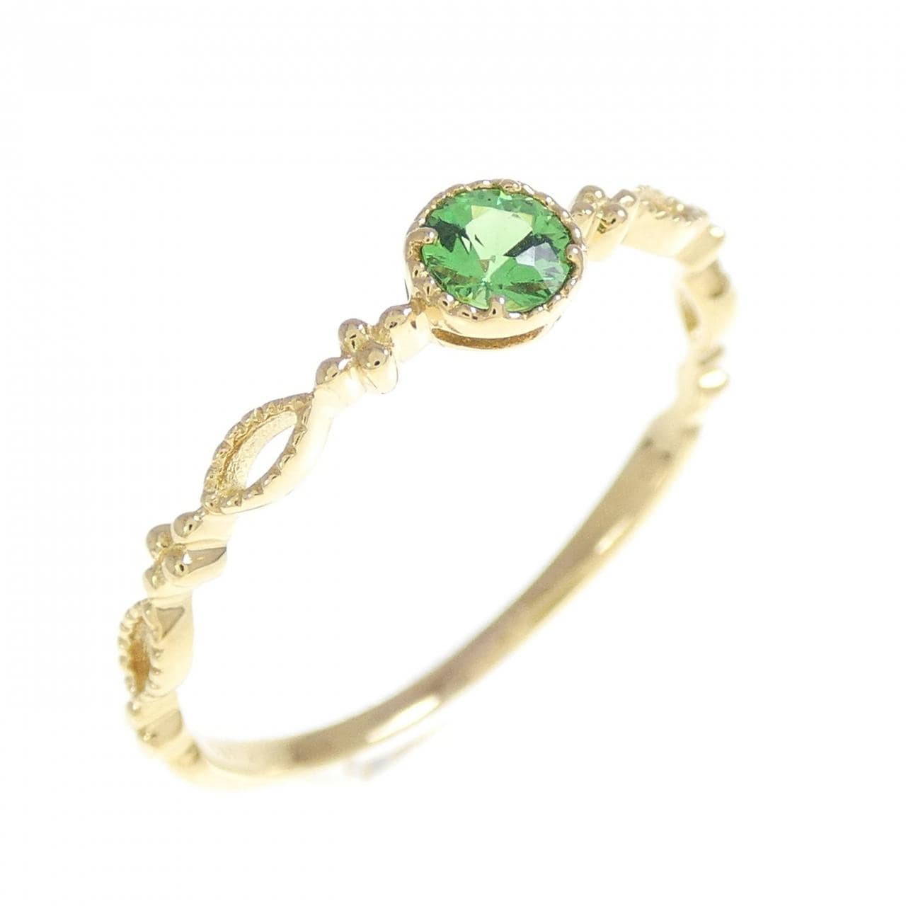 K18YG グリーンガーネット リング 0.183CT