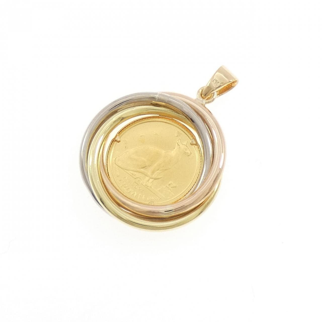 K18スリーカラー(枠) コイン ペンダント