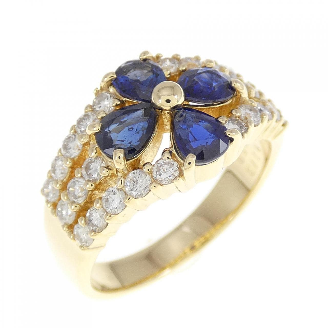 K18YG Flower Sapphire Ring 1.13CT