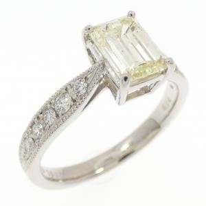 【リメイク】PT900 ダイヤモンド リング 1.009CT LY SI2 エメラルドカット