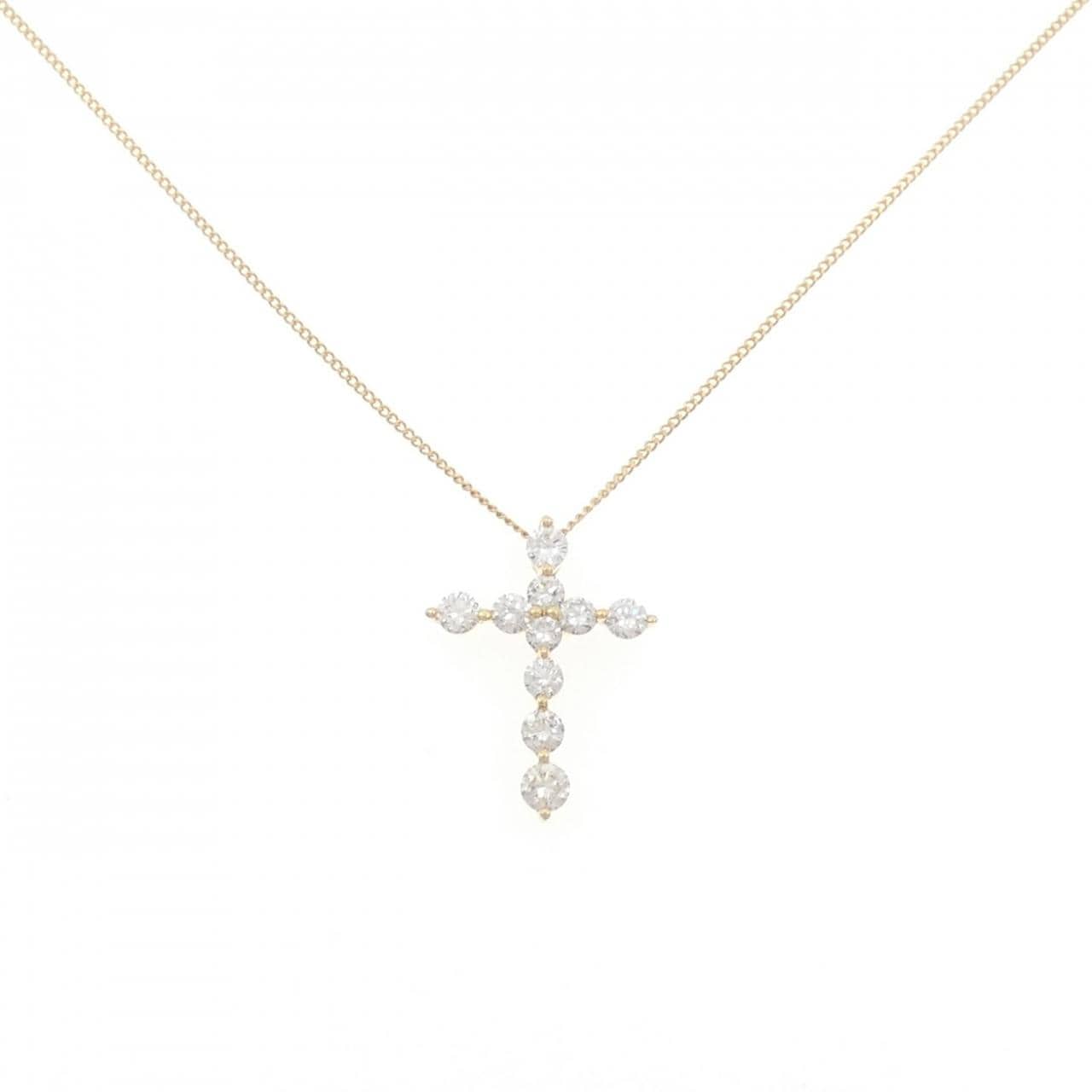 K18YG クロス ダイヤモンド ネックレス 1.02CT