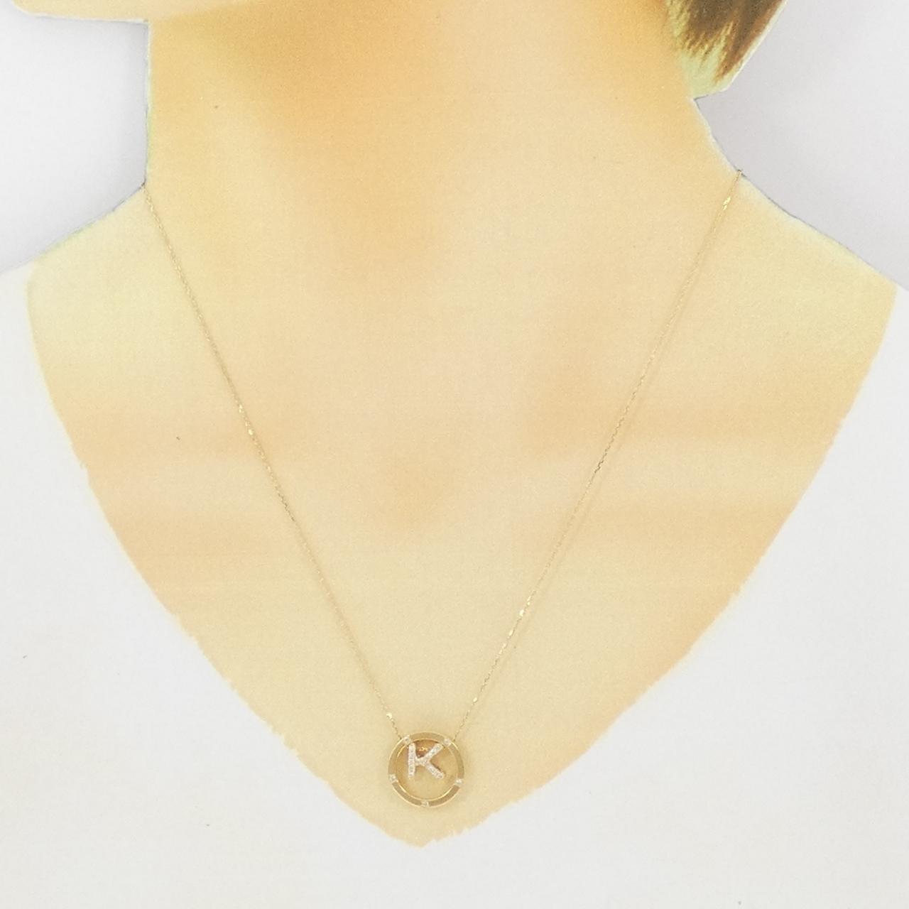 K18YG 2WAY Initial K Diamond Necklace 0.08CT
