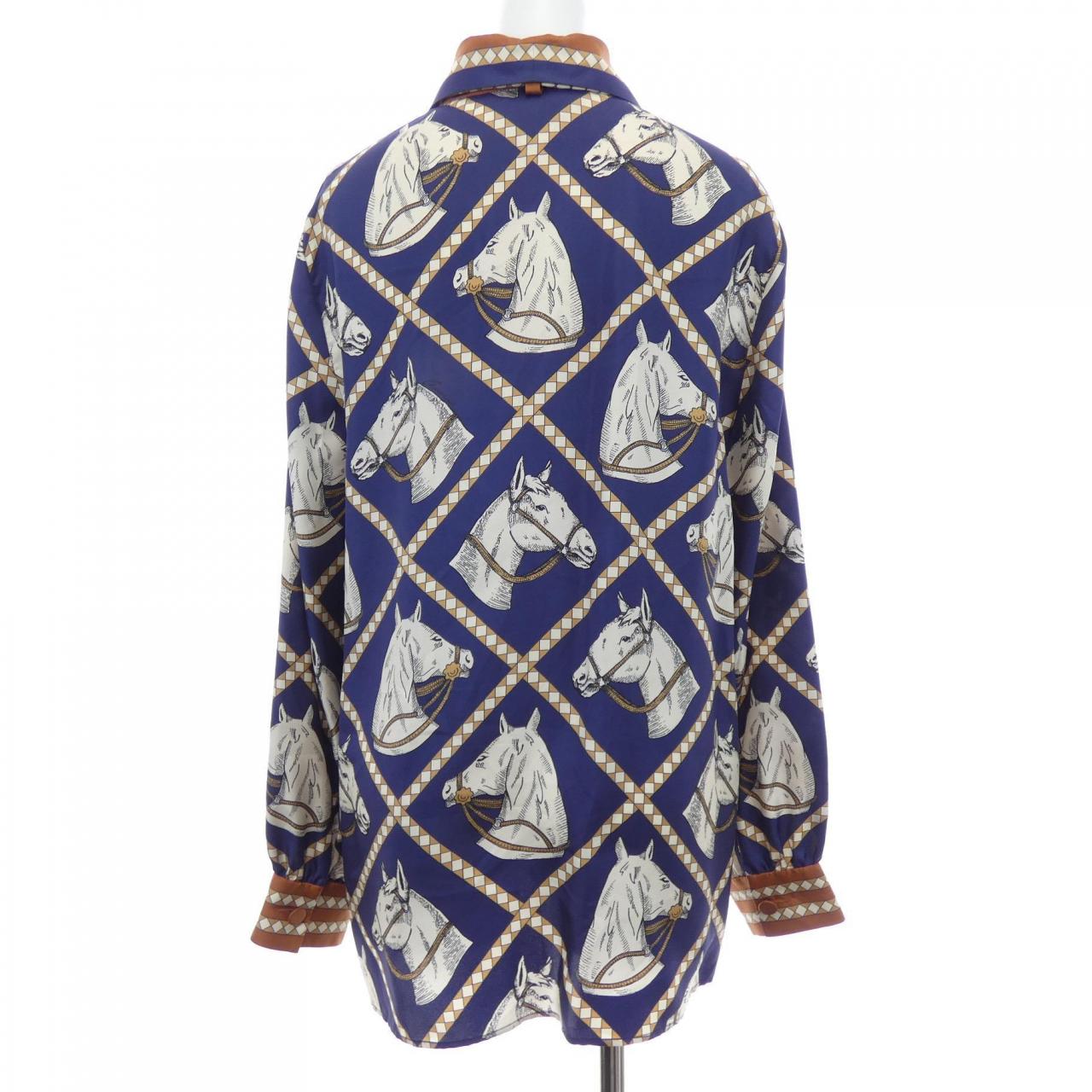 グッチ GUCCI チェック ホースプリント シルクシャツ 721477 ZAK87 シャツ