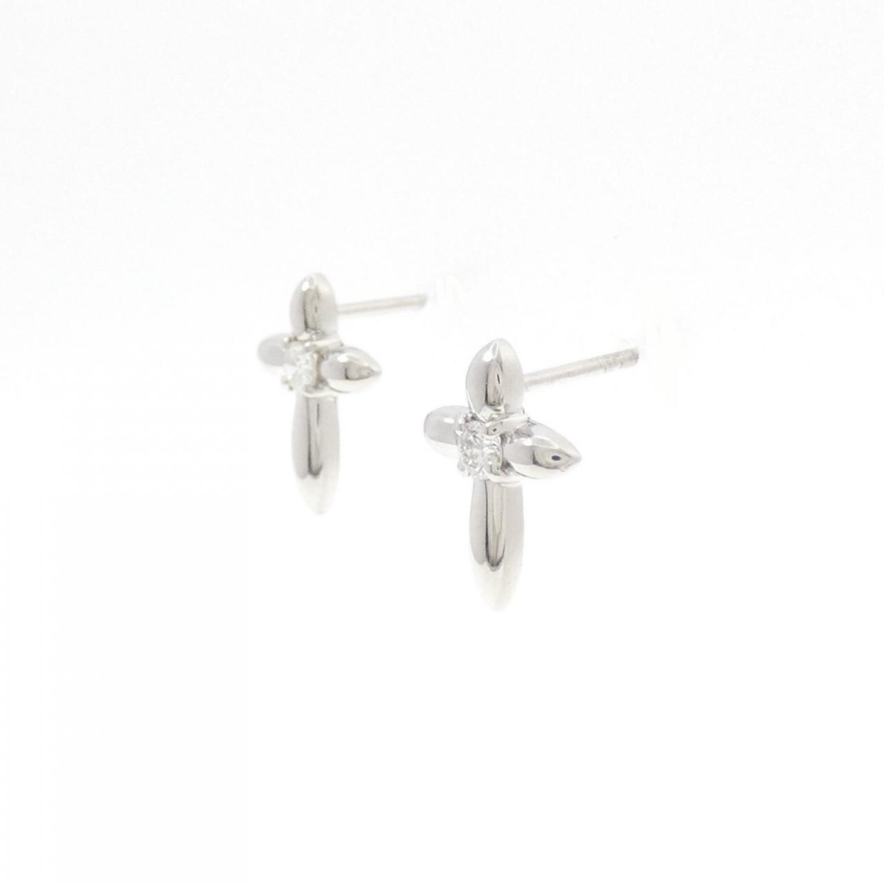 PT850 クロス ダイヤモンド ピアス 0.08CT