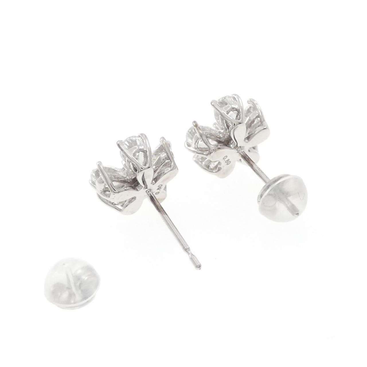 K18WG フラワー ダイヤモンド ピアス 1.60CT