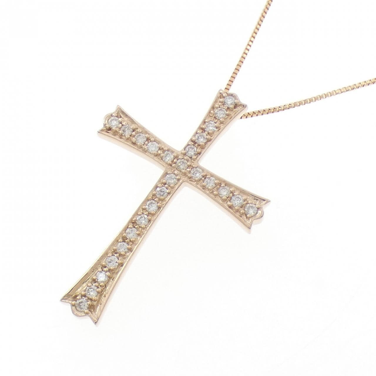 K18PG クロス ダイヤモンド ネックレス 0.21CT
