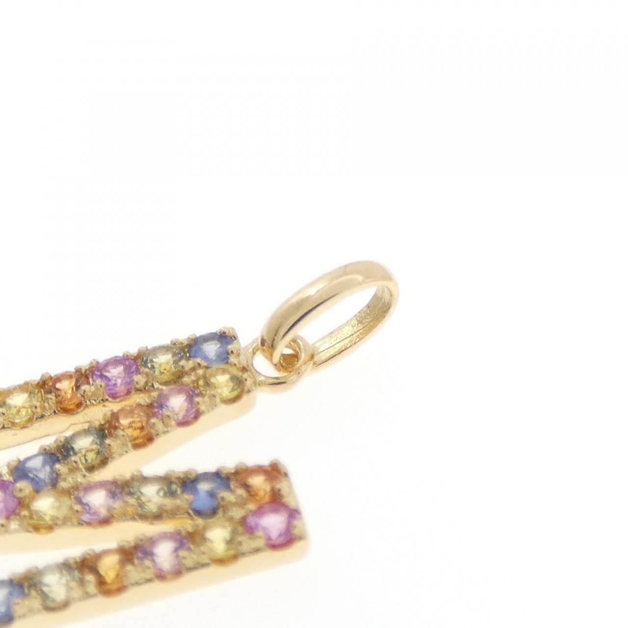 【新品】K18YG イニシャルM サファイヤ ペンダント 0.35CT