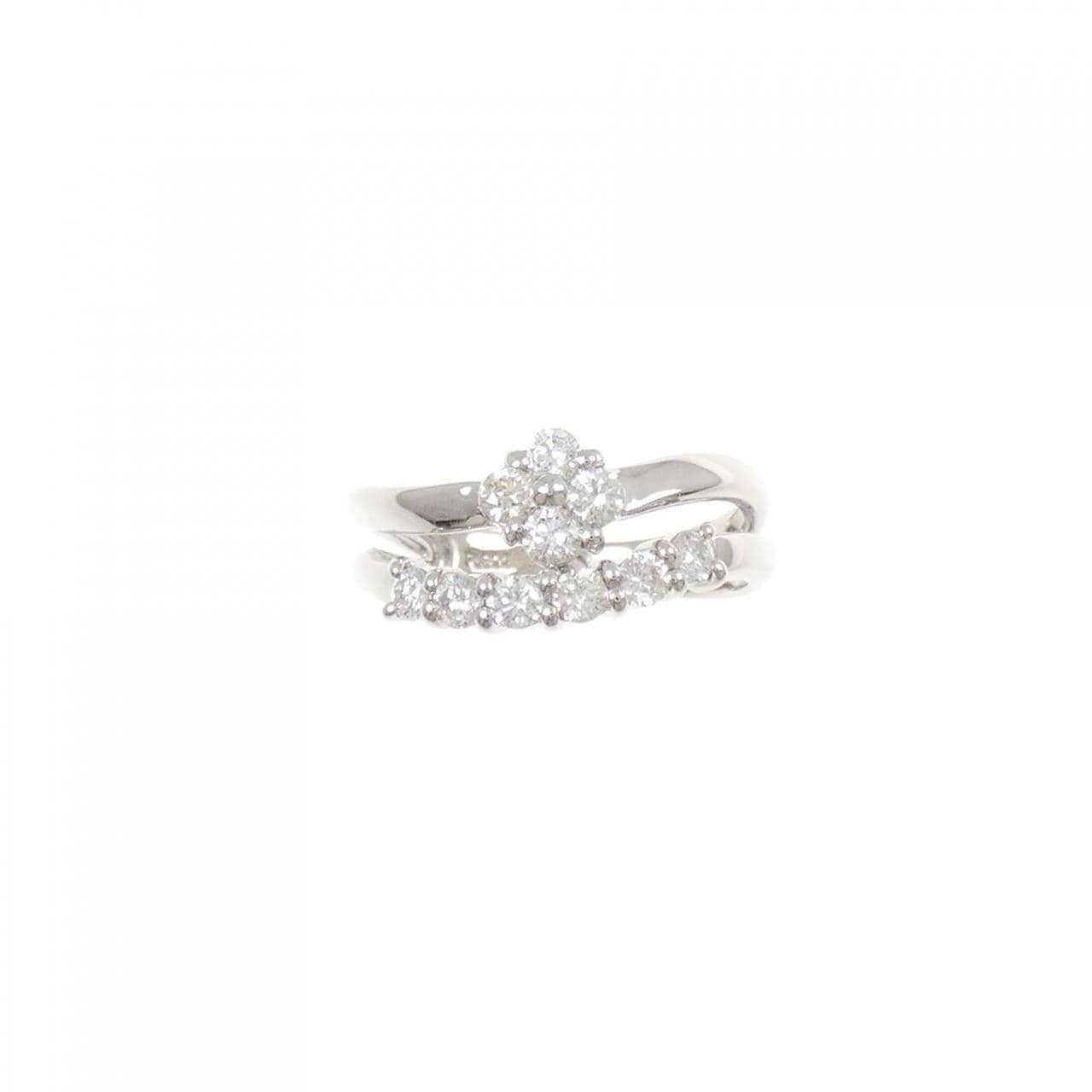 PT900 フラワー ダイヤモンド ピンキー リング 0.30CT