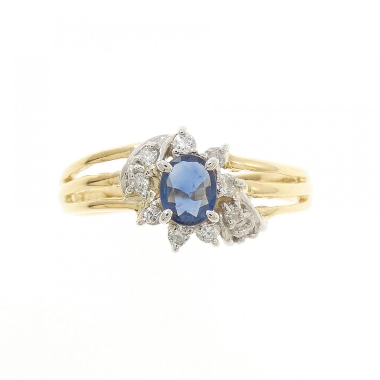 K18YG/PT850 サファイヤ リング 0.24CT