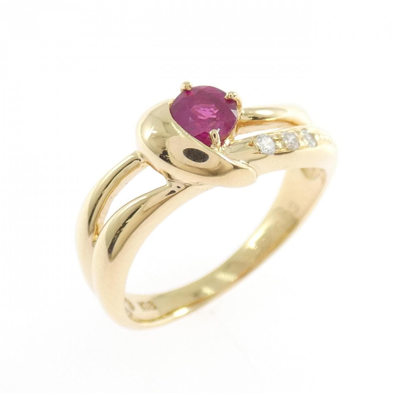 K18YG ルビー リング 0.39CT