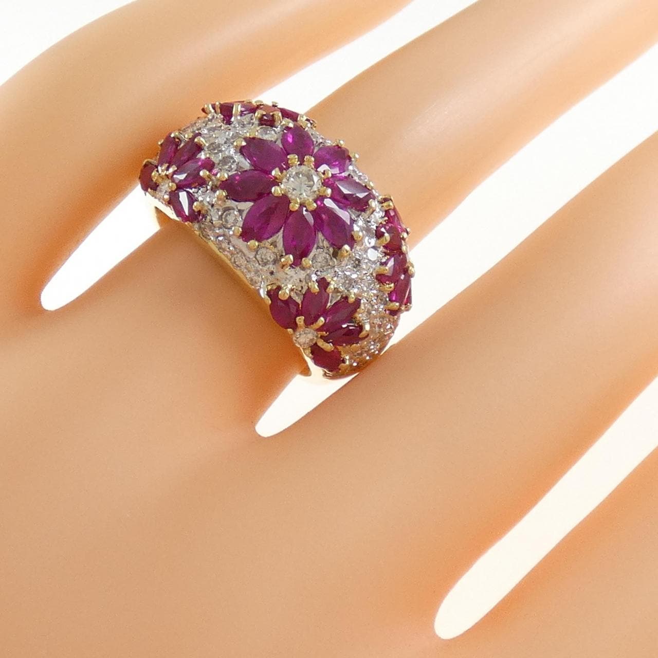 K18YG/K18WG ルビー リング 3.00CT