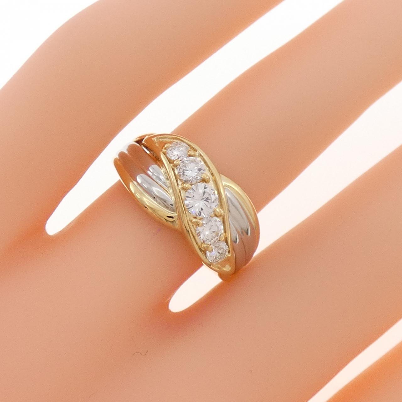 K18YG/PT900 ダイヤモンド リング 0.50CT